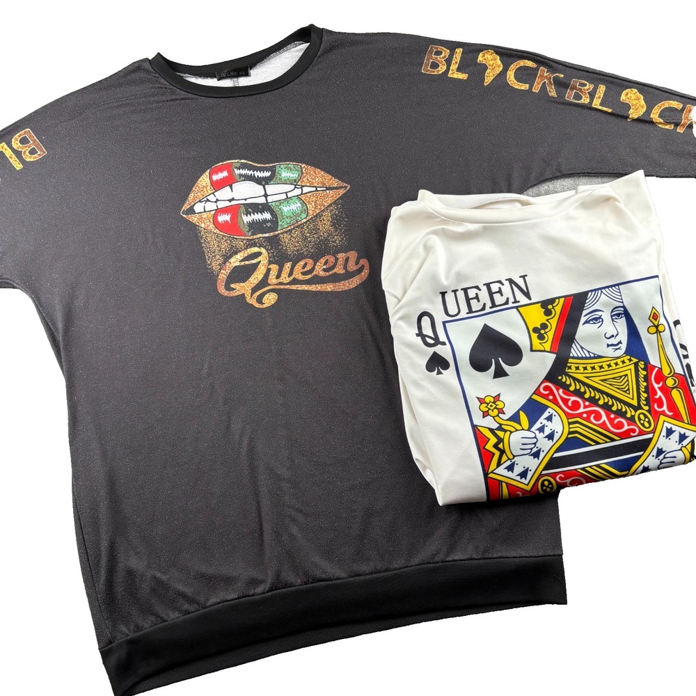 Lot of 2 Chicme Sleepwear XL Ladies Black African Pride‎ Flag Black Queen Spades